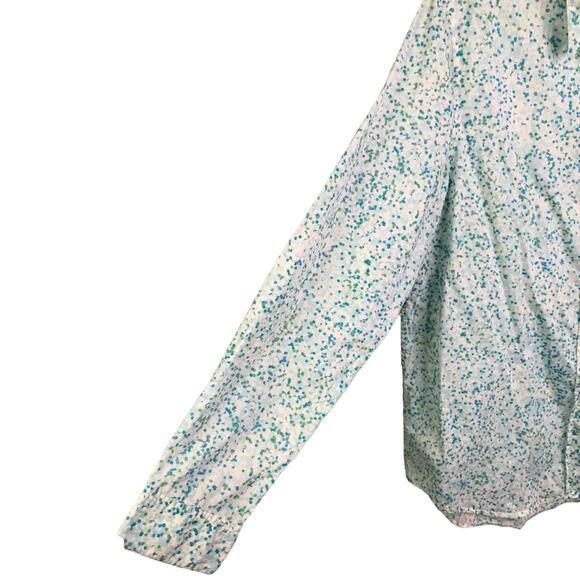 LIBERTY Button Down Shirt Womens Sz 8 Baby Blue Polka Dots Long Sleeve Collared‎ - Picture 6 of 10